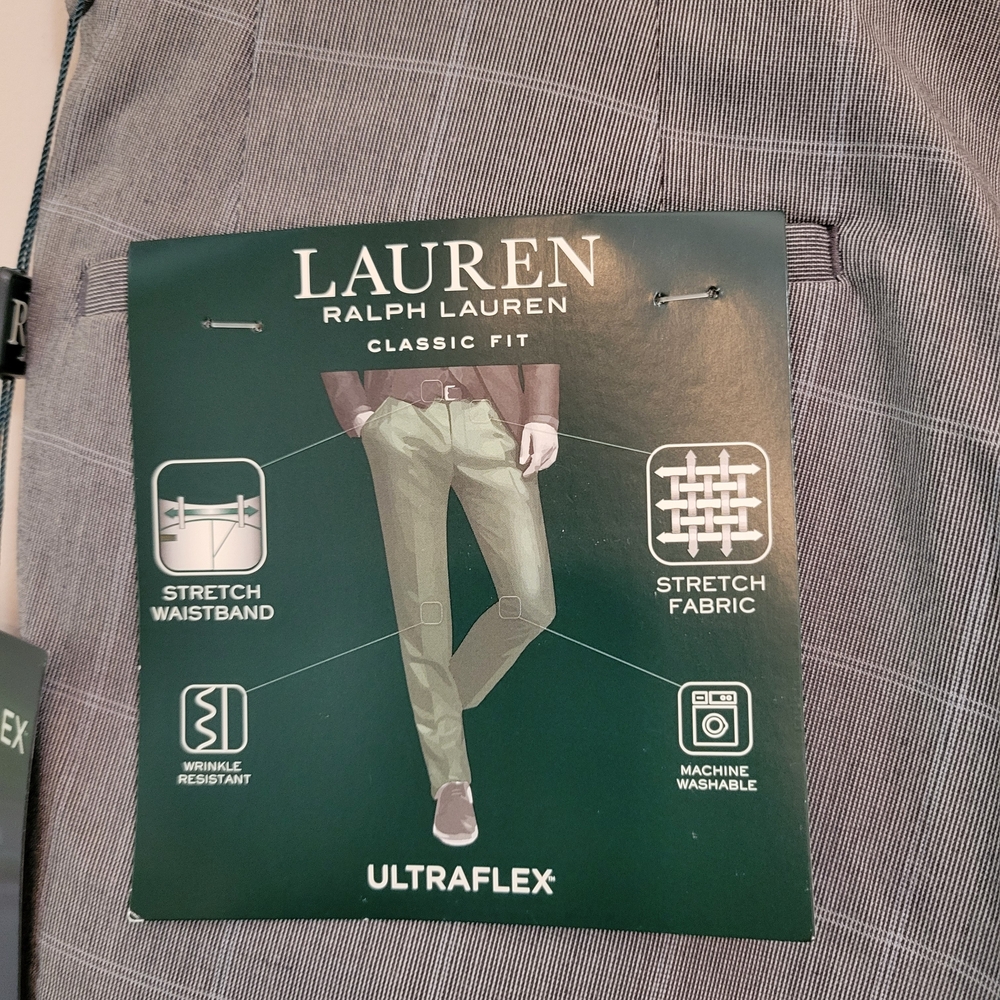 Ralph Lauren Men's Gray Windowpane Pant - Picture 5 of 7